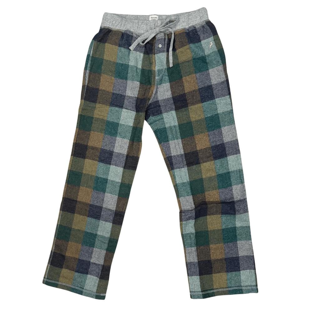NEW TRUE GRIT men's mountain checks flannel pants in green multi